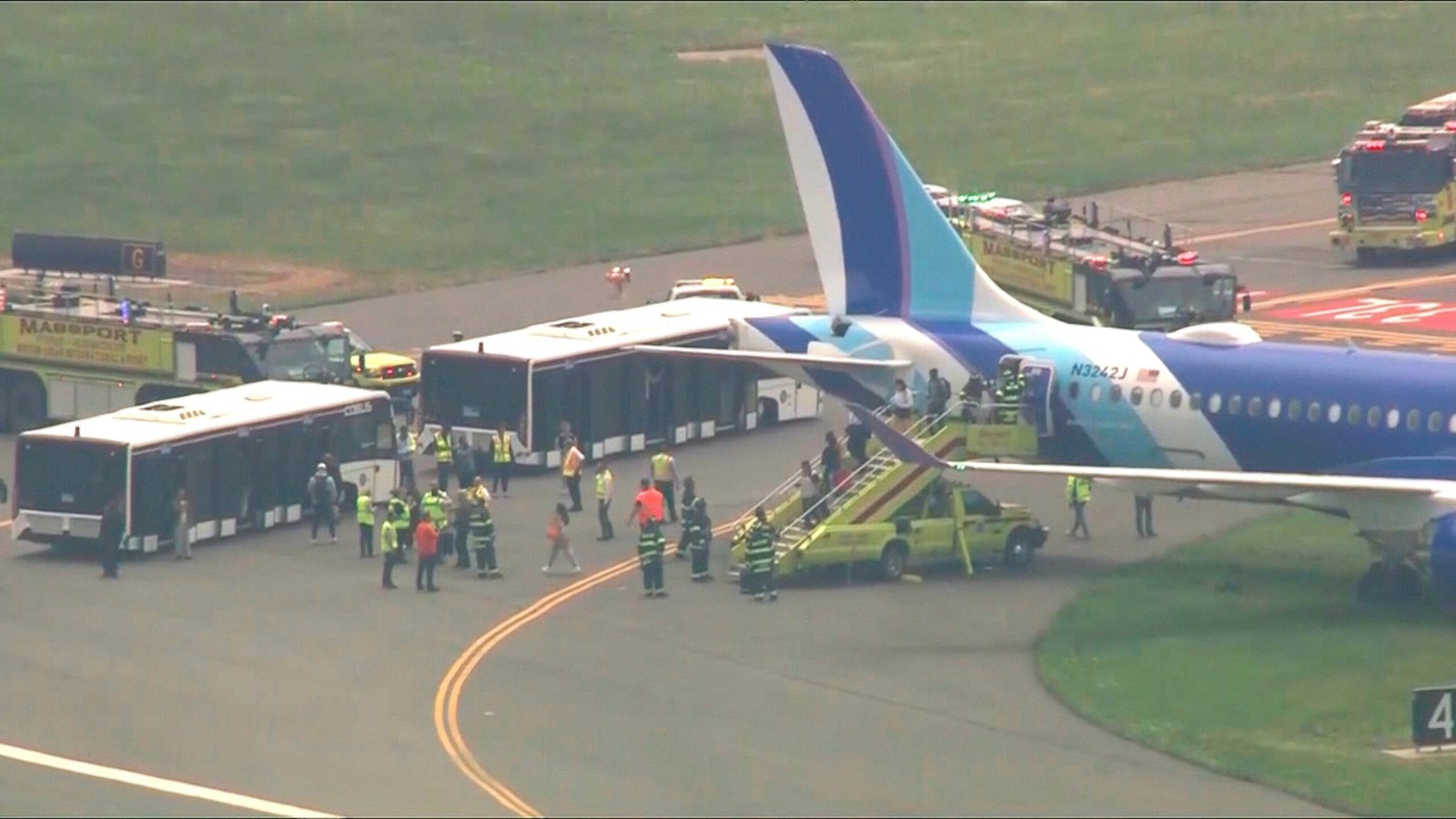 Jetblue Flight rolls to the grass after landing at Boston Logan airport: officials

