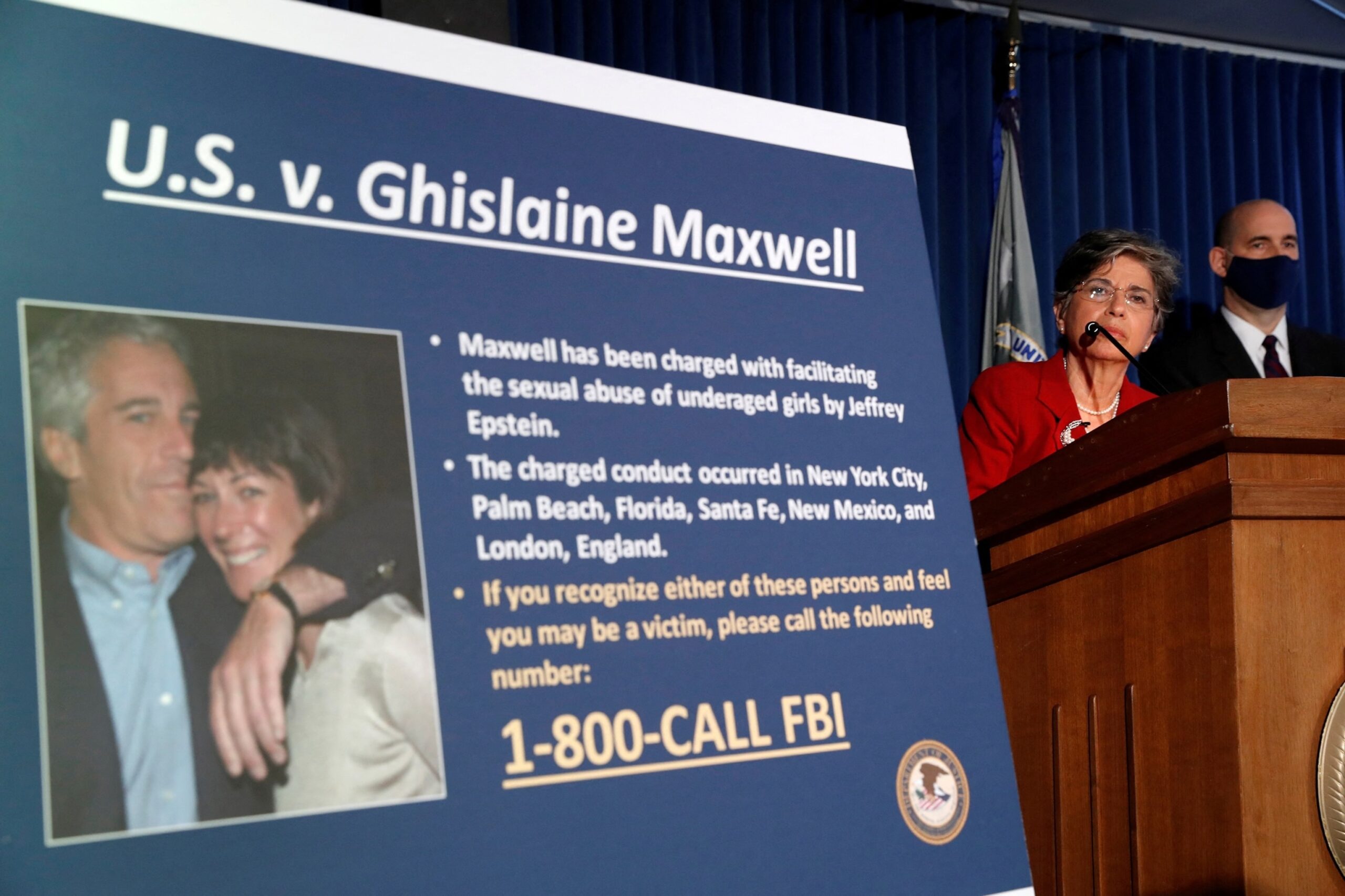 Photo: A press conference that announces charges against Ghislaine Maxwell for its role in sexual exploitation and the abuse of minor girls by Jeffrey Epstein in New York City, New York, USA. UU., July 2, 2020.